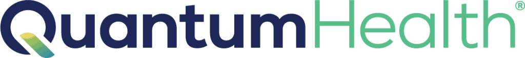 QuantumHealth logo: 'Quantum' in dark blue and 'Health' in green with a small registered mark.
