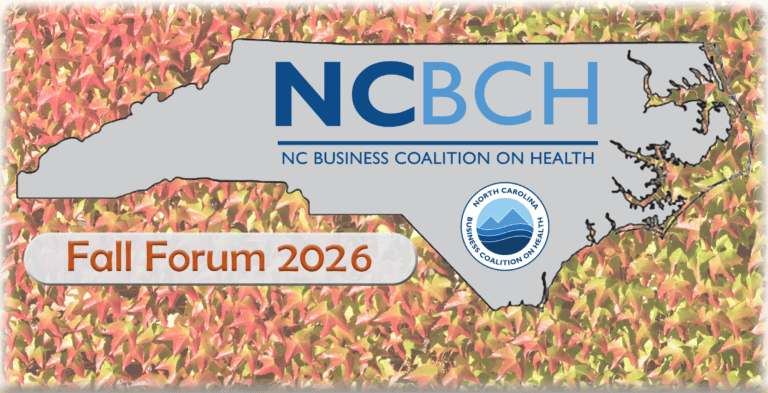 Fall Forum 2016 banner for NCBCH with North Carolina map outline, autumn leaves background, and logo.